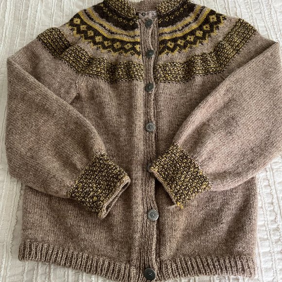OOAK Hand Knit Vintage Cardigan Sweater Hygge Cozy Vibes - Picture 1 of 4